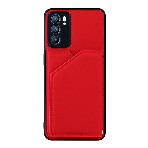 Coque Luxe Cuir Housse Etui Y01B pour Oppo Reno6 5G Rouge