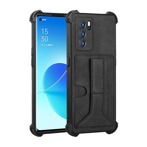 Coque Luxe Cuir Housse Etui Y01B pour Oppo Reno6 Pro 5G India Noir