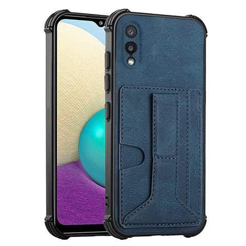 Coque Luxe Cuir Housse Etui Y01B pour Samsung Galaxy A02 Bleu