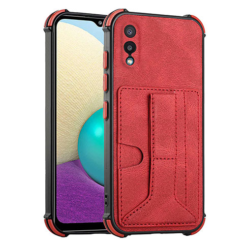 Coque Luxe Cuir Housse Etui Y01B pour Samsung Galaxy A02 Rouge