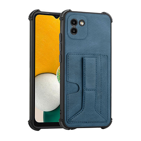 Coque Luxe Cuir Housse Etui Y01B pour Samsung Galaxy A03 Bleu