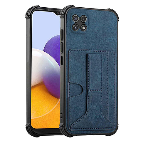 Coque Luxe Cuir Housse Etui Y01B pour Samsung Galaxy F42 5G Bleu