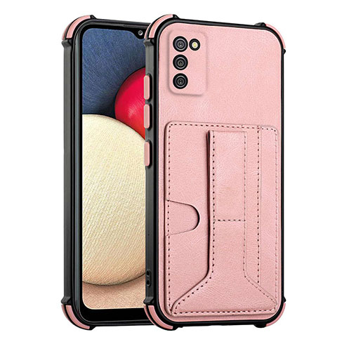 Coque Luxe Cuir Housse Etui Y01B pour Samsung Galaxy M02s Or Rose