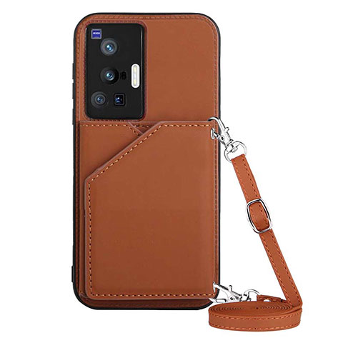 Coque Luxe Cuir Housse Etui Y01B pour Vivo X70 Pro 5G Marron