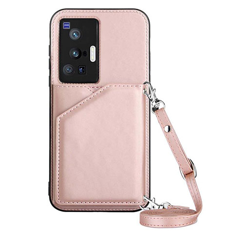 Coque Luxe Cuir Housse Etui Y01B pour Vivo X70 Pro 5G Or Rose