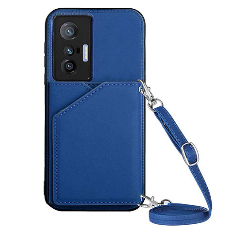 Coque Luxe Cuir Housse Etui Y01B pour Vivo X70t Bleu