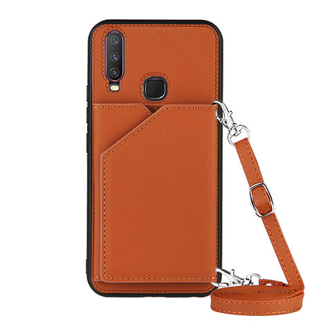 Coque Luxe Cuir Housse Etui Y01B pour Vivo Y11 Marron