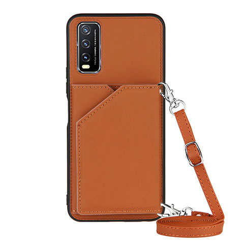 Coque Luxe Cuir Housse Etui Y01B pour Vivo Y20s G Marron