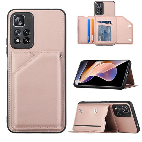 Coque Luxe Cuir Housse Etui Y01B pour Xiaomi Poco X4 NFC Or Rose