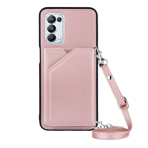 Coque Luxe Cuir Housse Etui Y02B pour Oppo A54 5G Or Rose