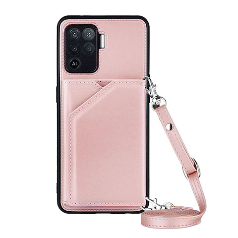 Coque Luxe Cuir Housse Etui Y02B pour Oppo Reno5 F Or Rose