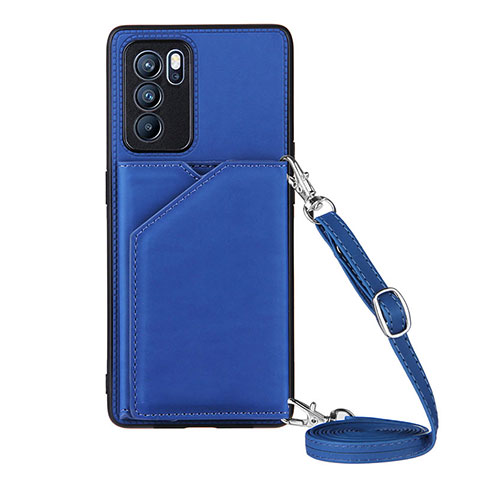 Coque Luxe Cuir Housse Etui Y02B pour Oppo Reno6 Pro 5G India Bleu