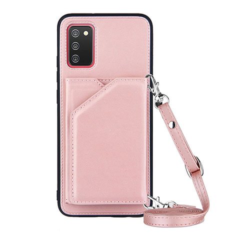 Coque Luxe Cuir Housse Etui Y02B pour Samsung Galaxy A02s Or Rose