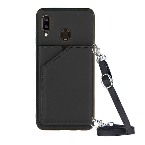 Coque Luxe Cuir Housse Etui Y02B pour Samsung Galaxy A20 Noir