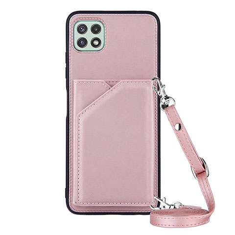 Coque Luxe Cuir Housse Etui Y02B pour Samsung Galaxy A22 5G Or Rose