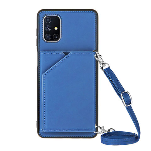 Coque Luxe Cuir Housse Etui Y02B pour Samsung Galaxy M51 Bleu