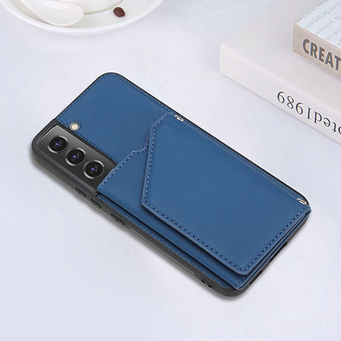 Coque Luxe Cuir Housse Etui Y02B pour Samsung Galaxy S21 Plus 5G Bleu