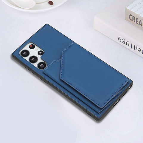 Coque Luxe Cuir Housse Etui Y02B pour Samsung Galaxy S24 Ultra 5G Bleu