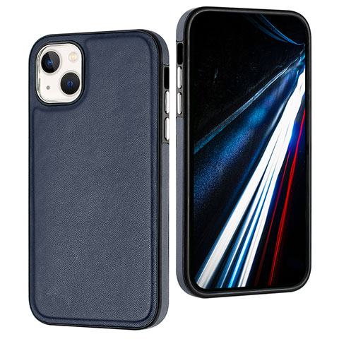 Coque Luxe Cuir Housse Etui Y03B pour Apple iPhone 14 Plus Bleu