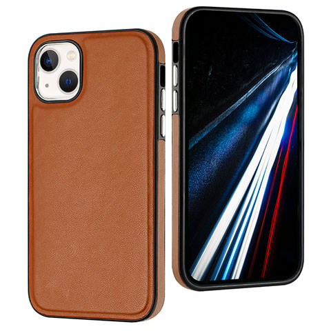 Coque Luxe Cuir Housse Etui Y03B pour Apple iPhone 14 Plus Marron