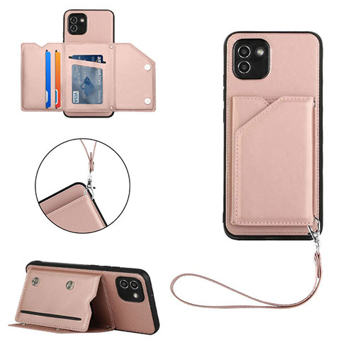 Coque Luxe Cuir Housse Etui Y03B pour Samsung Galaxy A03 Or Rose