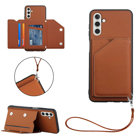 Coque Luxe Cuir Housse Etui Y03B pour Samsung Galaxy A04s Marron