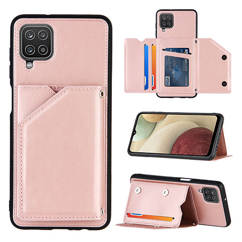 Coque Luxe Cuir Housse Etui Y03B pour Samsung Galaxy A12 5G Or Rose