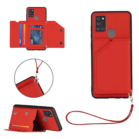 Coque Luxe Cuir Housse Etui Y03B pour Samsung Galaxy A21s Rouge