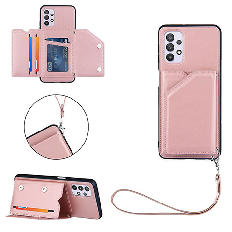 Coque Luxe Cuir Housse Etui Y03B pour Samsung Galaxy A32 5G Or Rose