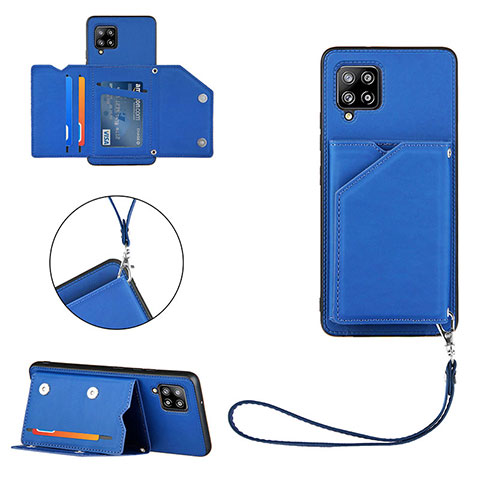 Coque Luxe Cuir Housse Etui Y03B pour Samsung Galaxy A42 5G Bleu