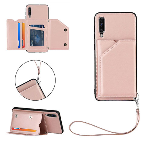 Coque Luxe Cuir Housse Etui Y03B pour Samsung Galaxy A50S Or Rose