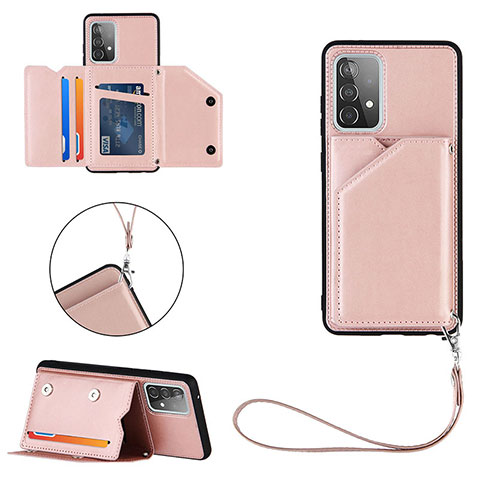 Coque Luxe Cuir Housse Etui Y03B pour Samsung Galaxy A52s 5G Or Rose