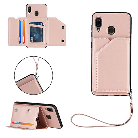 Coque Luxe Cuir Housse Etui Y03B pour Samsung Galaxy M10S Or Rose