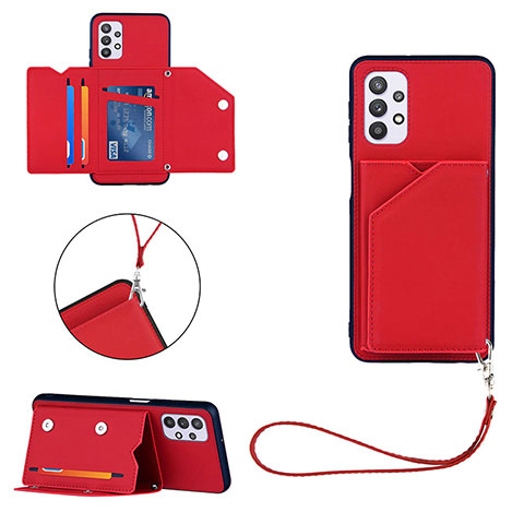 Coque Luxe Cuir Housse Etui Y03B pour Samsung Galaxy M32 5G Rouge