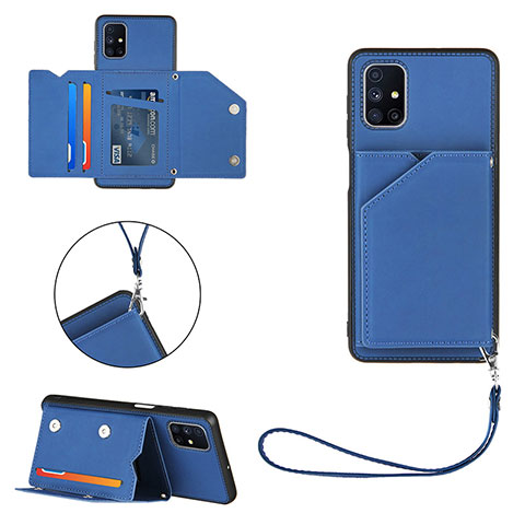 Coque Luxe Cuir Housse Etui Y03B pour Samsung Galaxy M51 Bleu