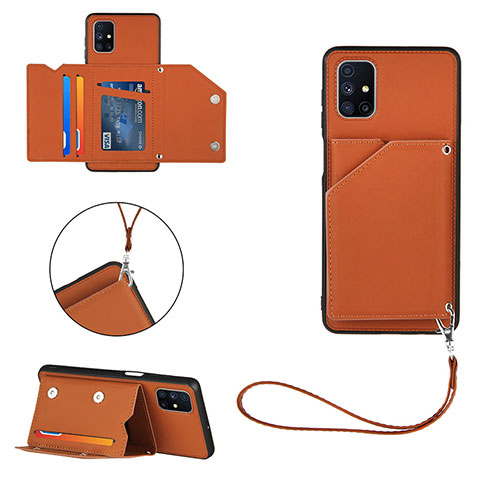 Coque Luxe Cuir Housse Etui Y03B pour Samsung Galaxy M51 Marron