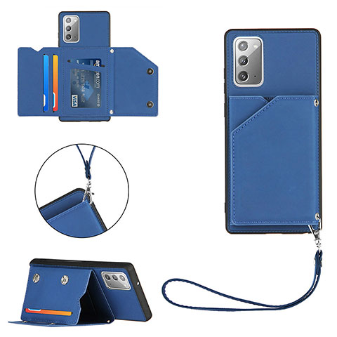 Coque Luxe Cuir Housse Etui Y03B pour Samsung Galaxy Note 20 5G Bleu