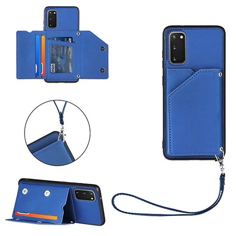 Coque Luxe Cuir Housse Etui Y03B pour Samsung Galaxy S20 5G Bleu