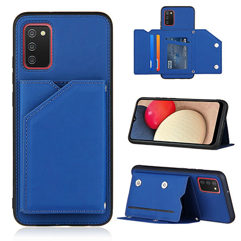 Coque Luxe Cuir Housse Etui Y04B pour Samsung Galaxy A02s Bleu