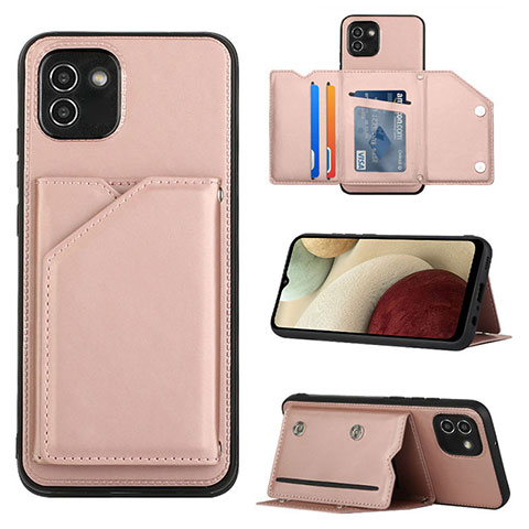 Coque Luxe Cuir Housse Etui Y04B pour Samsung Galaxy A03 Or Rose