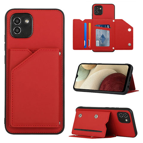 Coque Luxe Cuir Housse Etui Y04B pour Samsung Galaxy A03 Rouge