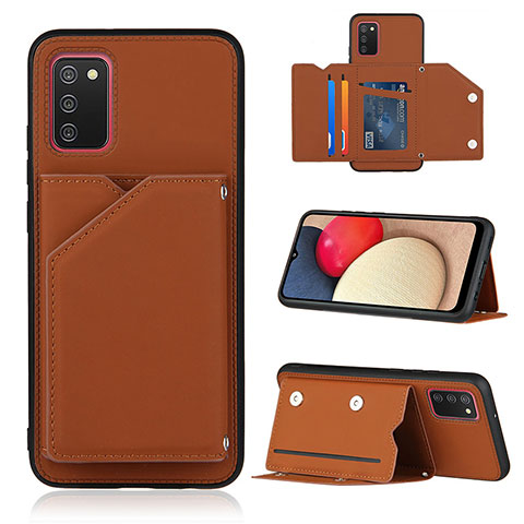 Coque Luxe Cuir Housse Etui Y04B pour Samsung Galaxy A03s Marron