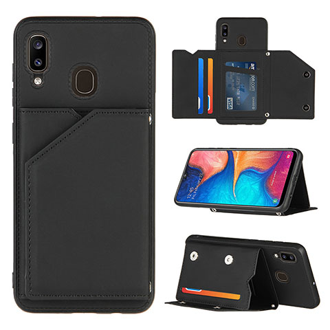 Coque Luxe Cuir Housse Etui Y04B pour Samsung Galaxy A20 Noir