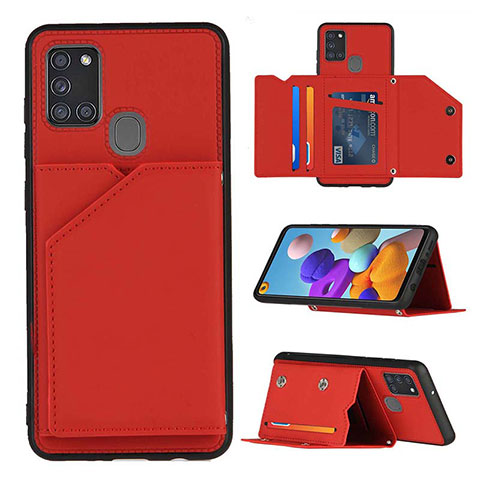 Coque Luxe Cuir Housse Etui Y04B pour Samsung Galaxy A21s Rouge