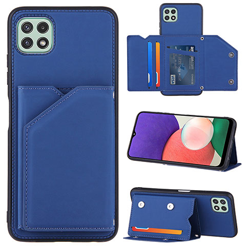 Coque Luxe Cuir Housse Etui Y04B pour Samsung Galaxy A22 5G Bleu