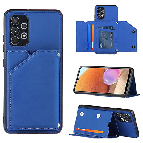 Coque Luxe Cuir Housse Etui Y04B pour Samsung Galaxy A32 4G Bleu