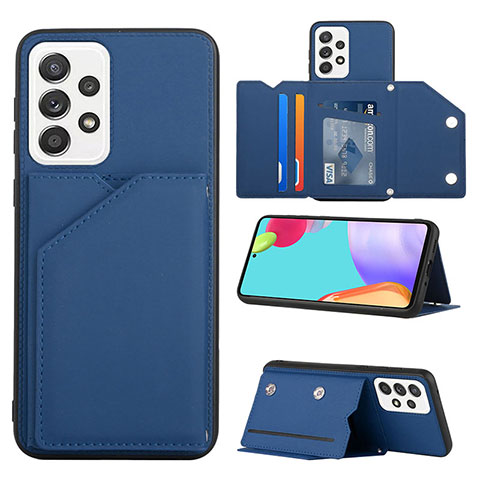 Coque Luxe Cuir Housse Etui Y04B pour Samsung Galaxy A33 5G Bleu