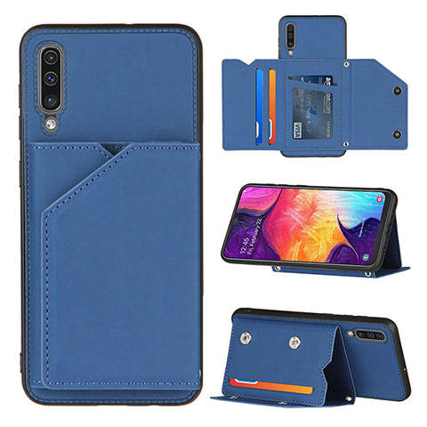 Coque Luxe Cuir Housse Etui Y04B pour Samsung Galaxy A50 Bleu