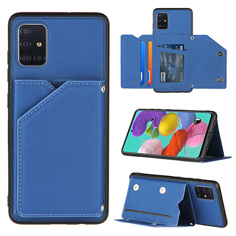 Coque Luxe Cuir Housse Etui Y04B pour Samsung Galaxy A51 5G Bleu