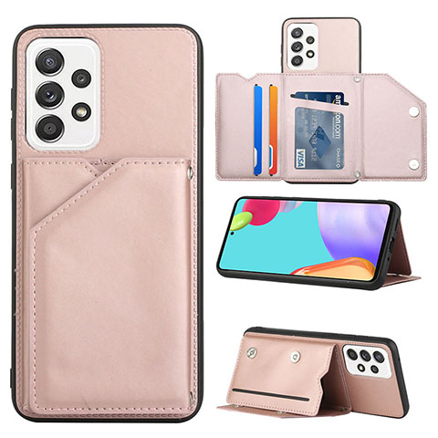 Coque Luxe Cuir Housse Etui Y04B pour Samsung Galaxy A53 5G Or Rose